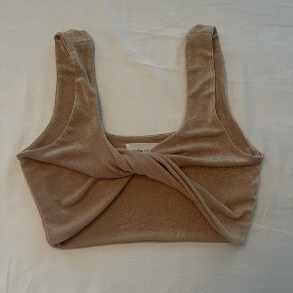 Victoria + Sophia Gold Tie Bra Tank Top - Picture 2 of 8